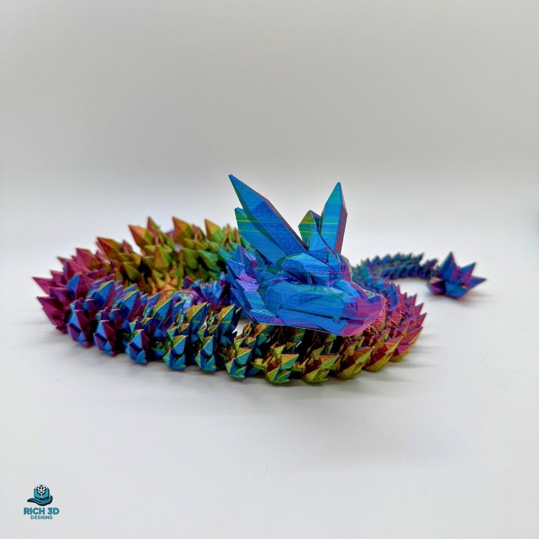 Medium 14-Inch 3D-Printed Crystal Dragon