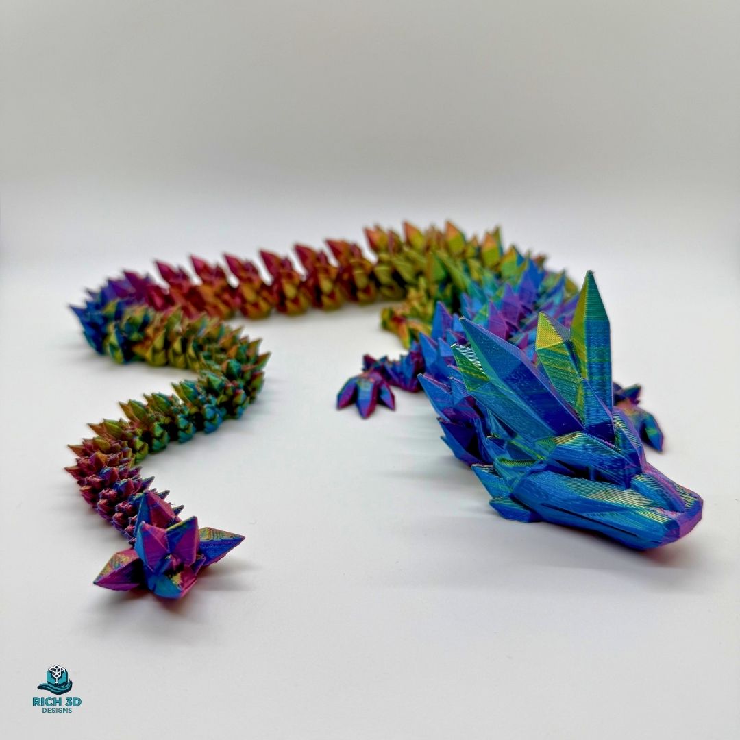 Medium 14-Inch 3D-Printed Crystal Dragon