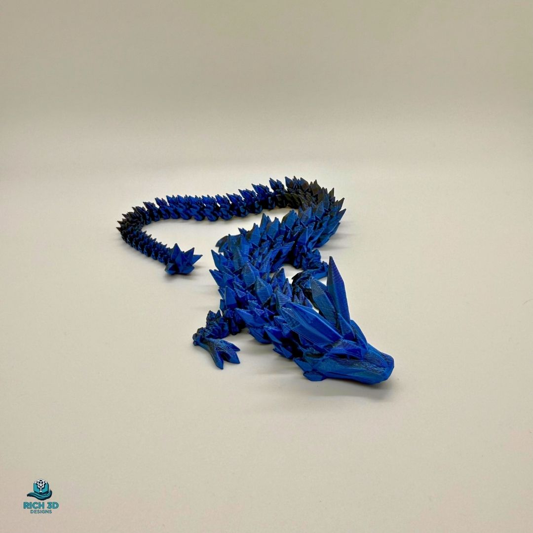 Medium 14-Inch 3D-Printed Crystal Dragon