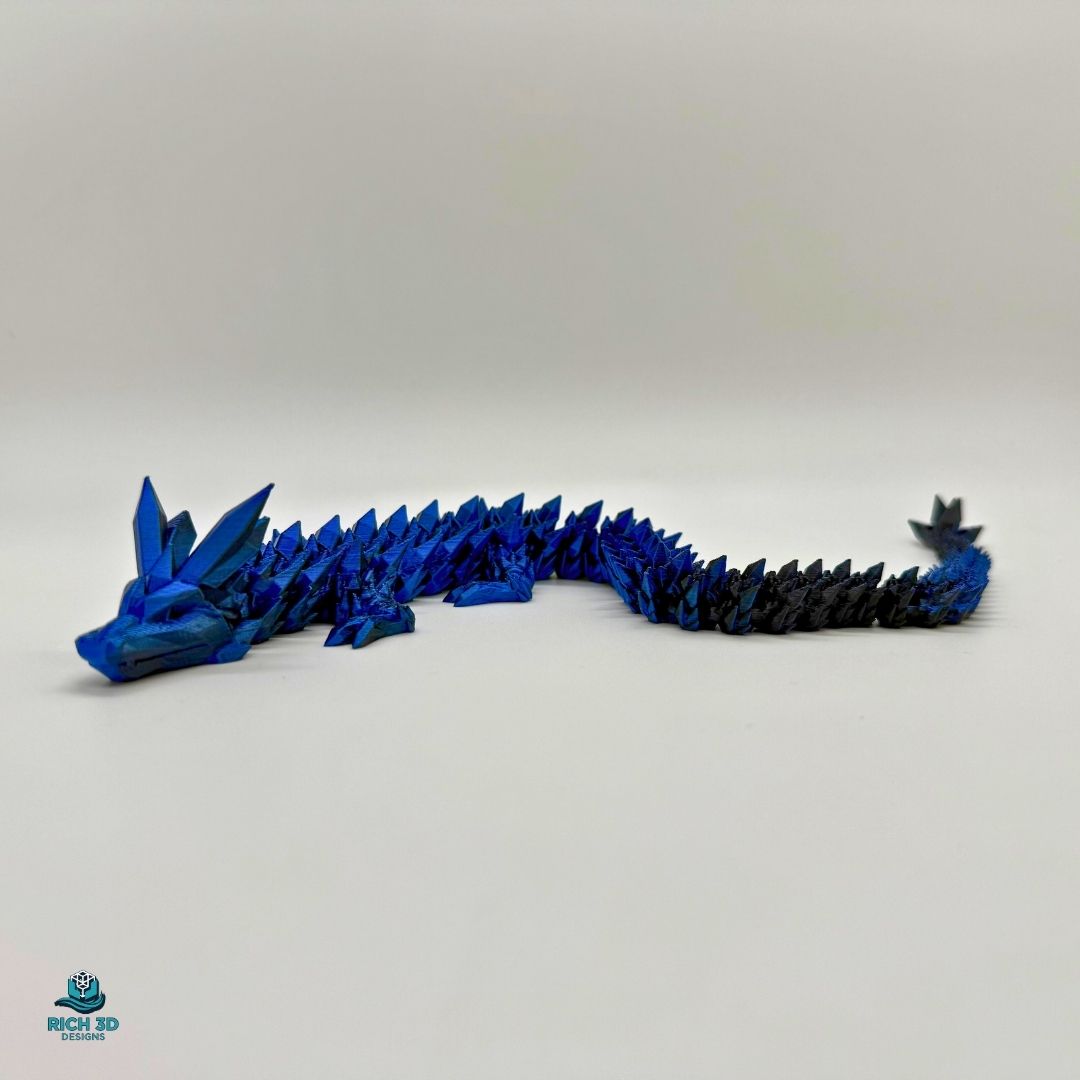 Medium 14-Inch 3D-Printed Crystal Dragon