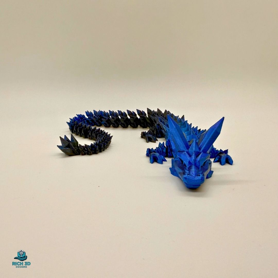 Medium 14-Inch 3D-Printed Crystal Dragon