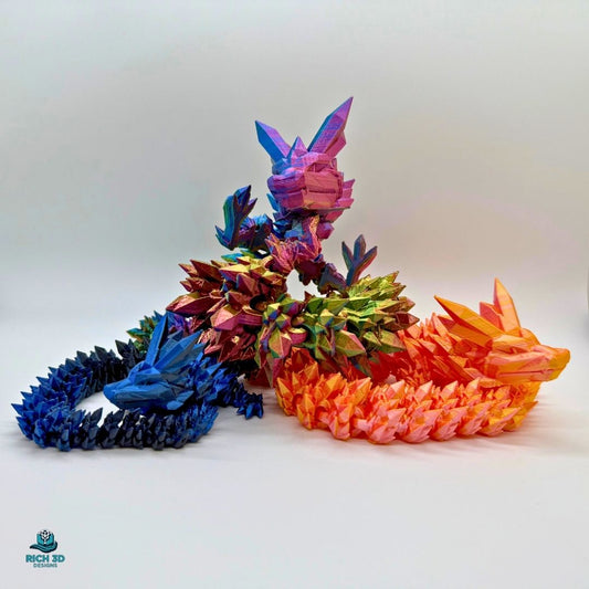 Medium 14-Inch 3D-Printed Crystal Dragon